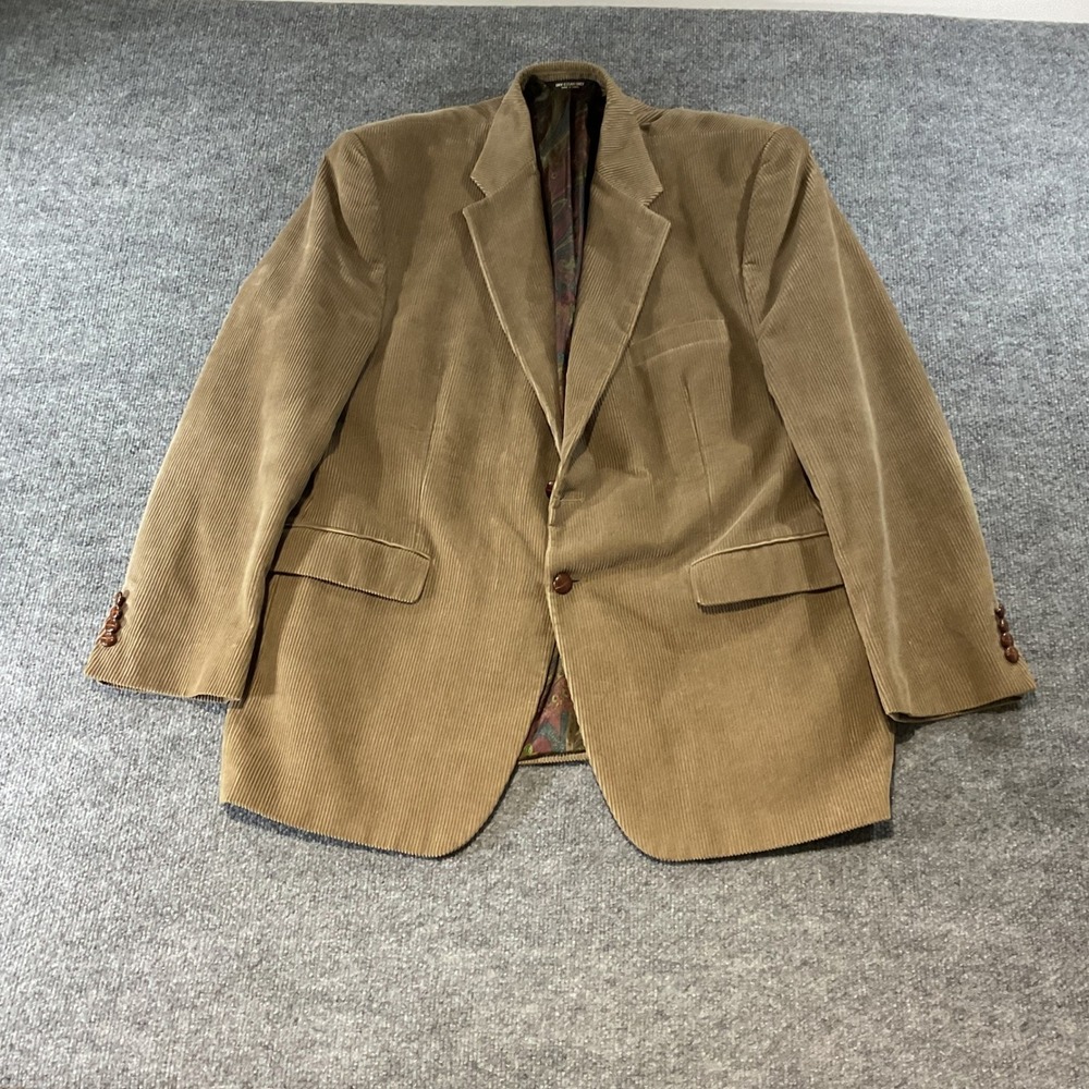 Lauren Ralph Lauren Mens 46R Corduroy Blazer Tan Brown Paisley Lining Sport Coat
